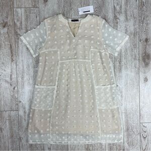 MIHOLL S Cream and White Textured Dress
